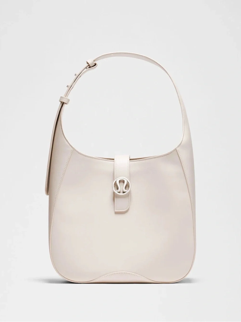 lululemon athletica Cream Leather Shoulder Hobo with Polished Hardware